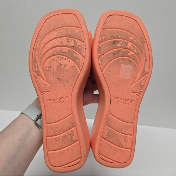 Kate Spade Bikini Wedge Platform Sandals Neoprene Peach Melon Ball 7 - Picture 7 of 9